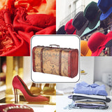 Vintage Suitcase Portable Composite Wood Map Pattern Design Vintage Storage Chest - Extra Image
