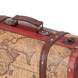 Vintage Suitcase Portable Composite Wood Map Pattern Design Vintage Storage Chest - Extra Image