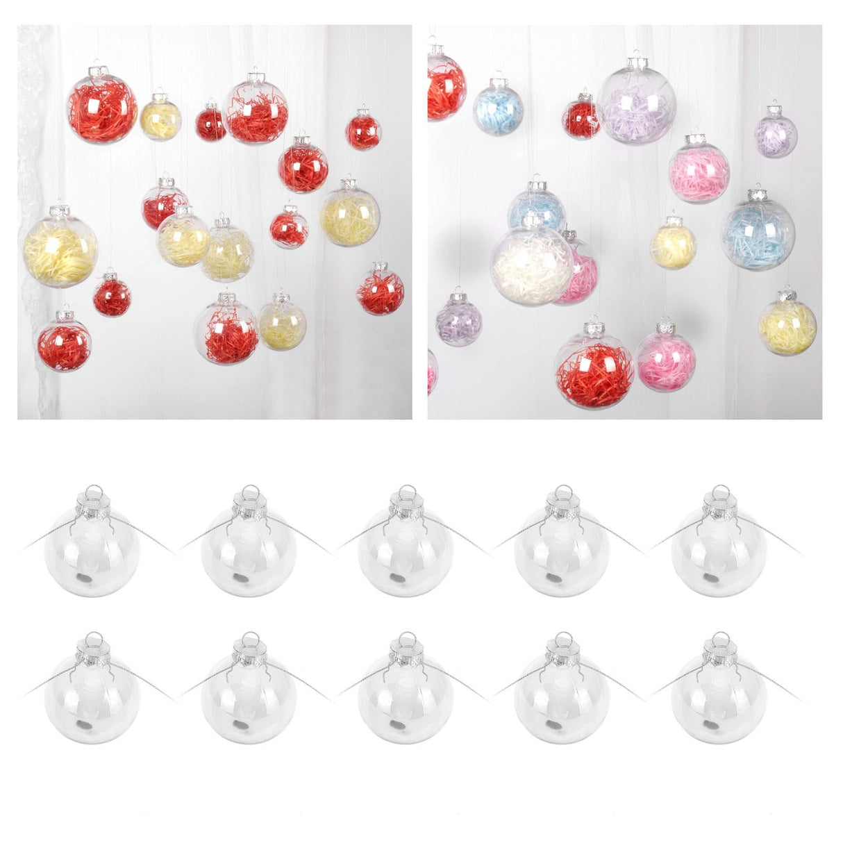 10Pcs/Set Decorative Hanging Ball Reusable Fillable Transparent Christmas Ball for Holiday Party6cm