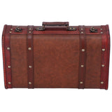 Antique Suitcase Portable Wooden Storage Chest Collection Ornaments Photography Props - Side View