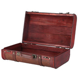 Antique Suitcase Portable Wooden Storage Chest Collection Ornaments Photography Props