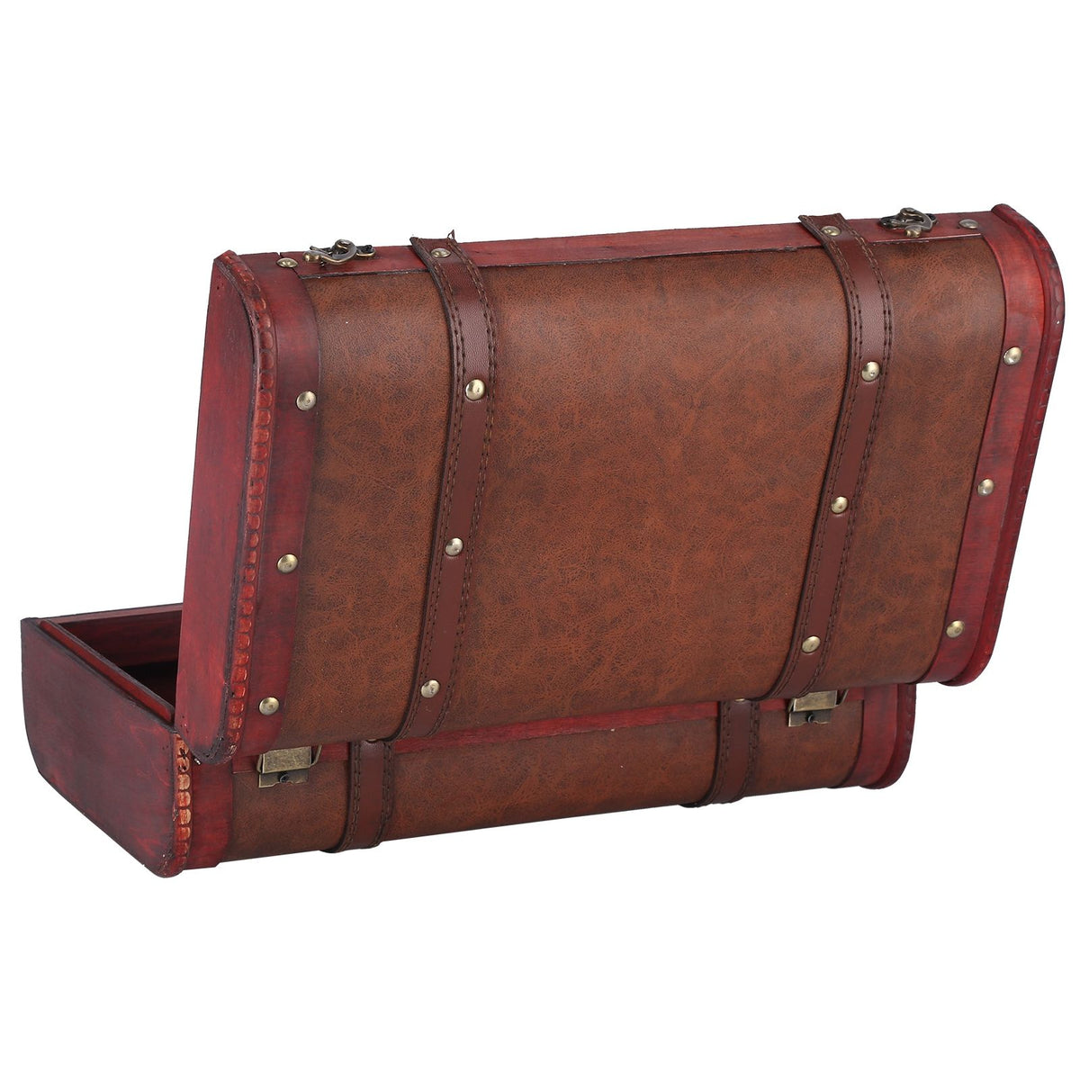 Antique Suitcase Portable Wooden Storage Chest Collection Ornaments Photography Props