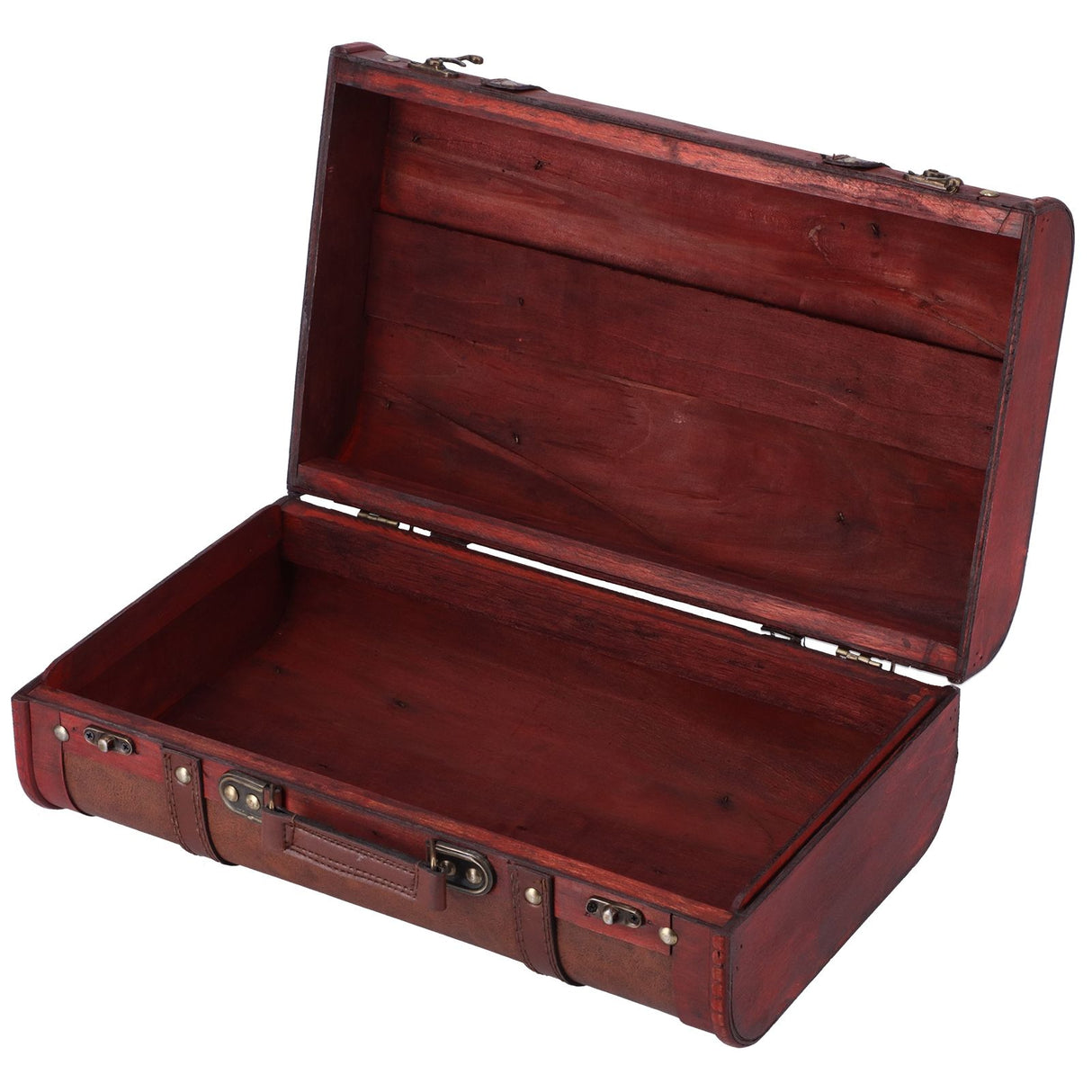 Antique Suitcase Portable Wooden Storage Chest Collection Ornaments Photography Props