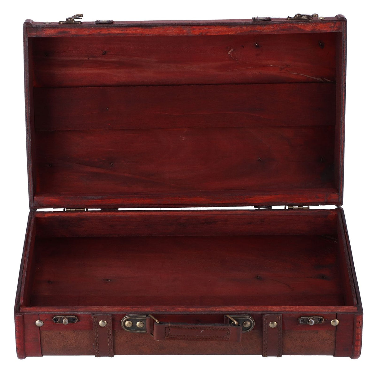 Antique Suitcase Portable Wooden Storage Chest Collection Ornaments Photography Props
