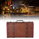 Antique Suitcase Portable Wooden Storage Chest Collection Ornaments Photography Props - Extra Image