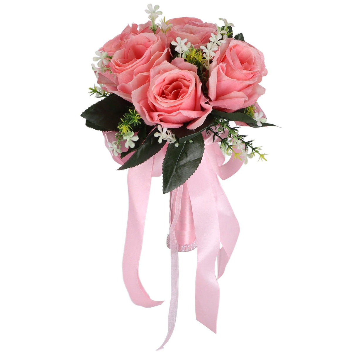 Artificial Wedding Bouquet Silk Flower Simulation Rose Bouquet for Bride Holding FlowersPink