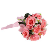 Artificial Wedding Bouquet Silk Flower Simulation Rose Bouquet for Bride Holding FlowersPink