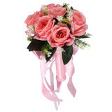 Artificial Wedding Bouquet Silk Flower Simulation Rose Bouquet for Bride Holding FlowersPink - Extra Image