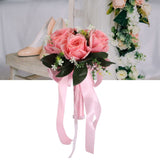Artificial Wedding Bouquet Silk Flower Simulation Rose Bouquet for Bride Holding FlowersPink - Extra Image