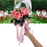 Artificial Wedding Bouquet Silk Flower Simulation Rose Bouquet for Bride Holding FlowersPink
