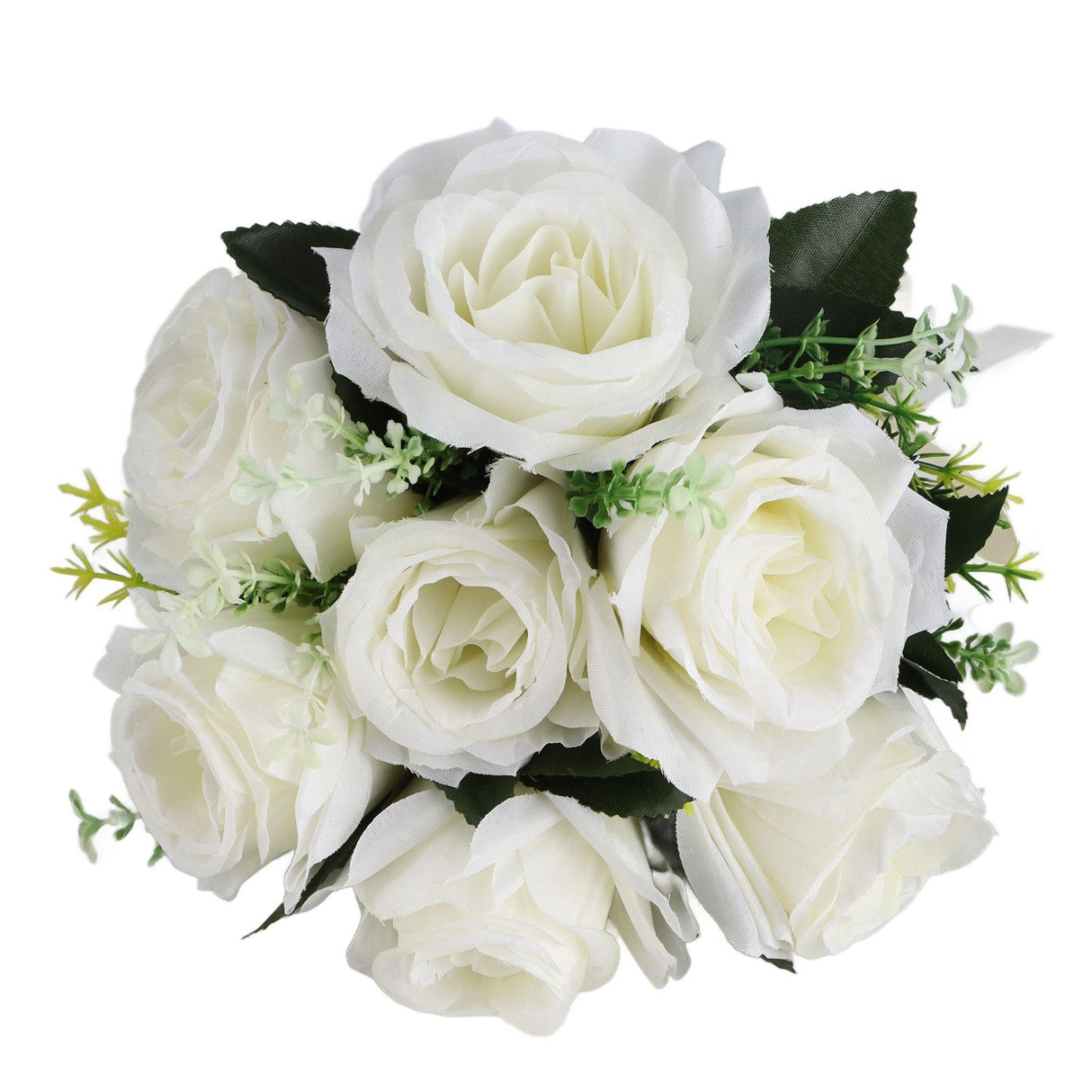 Artificial Wedding Bouquet Silk Flower Simulation Rose Bouquet for Bride Holding FlowersMilky White