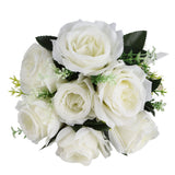 Artificial Wedding Bouquet Silk Flower Simulation Rose Bouquet for Bride Holding FlowersMilky White
