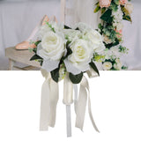 Artificial Wedding Bouquet Silk Flower Simulation Rose Bouquet for Bride Holding FlowersMilky White