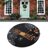 Spider Web Pattern Welcome Sign Wooden Hanging Door Hanger for Halloween Family Gathering BlackBowknot Included