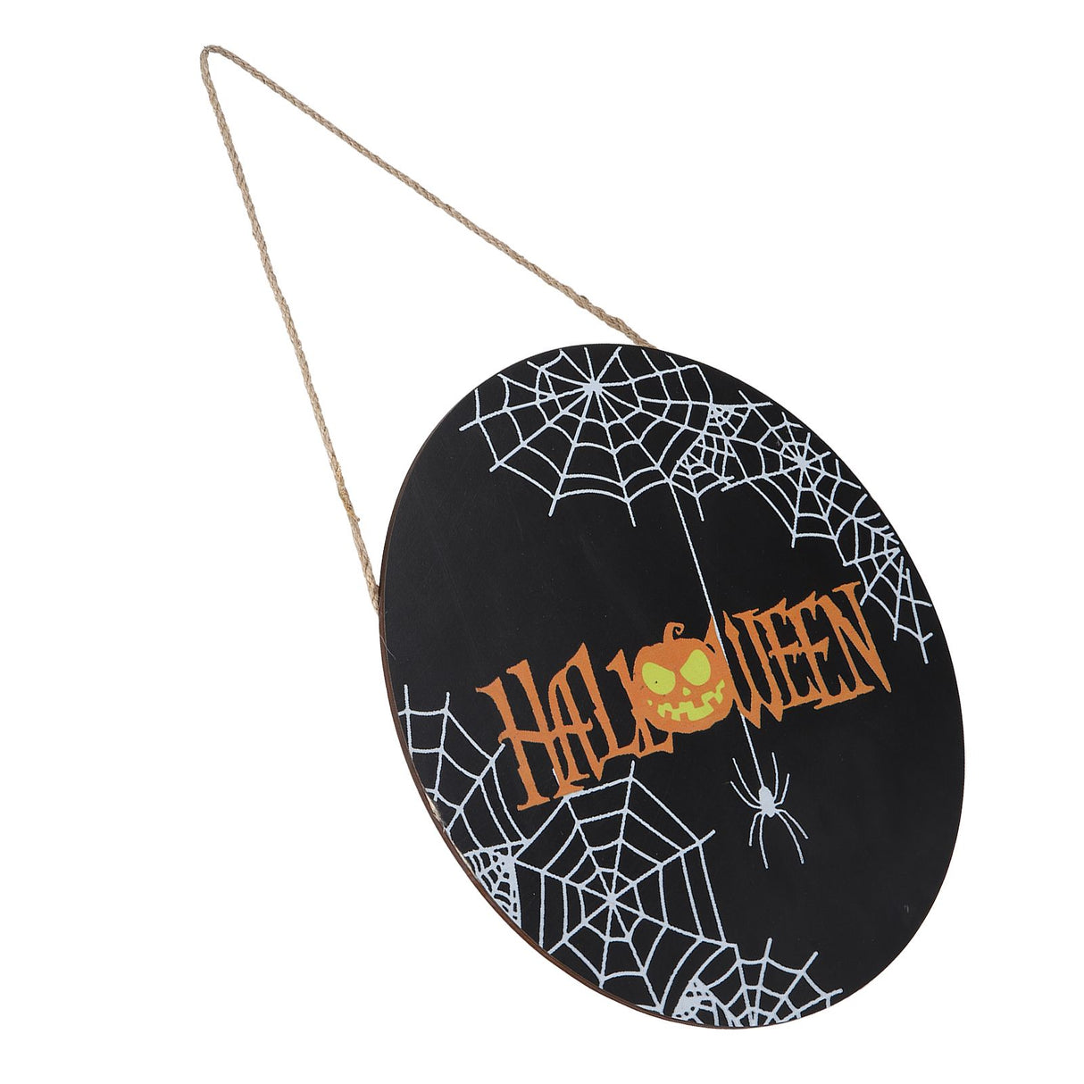 Spider Web Pattern Welcome Sign Wooden Hanging Door Hanger for Halloween Family Gathering BlackBowknot Not Included
