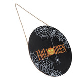 Spider Web Pattern Welcome Sign Wooden Hanging Door Hanger for Halloween Family Gathering BlackBowknot Not Included