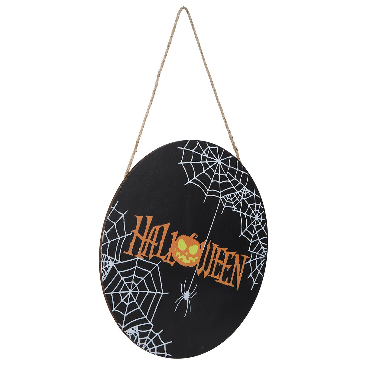 Spider Web Pattern Welcome Sign Wooden Hanging Door Hanger for Halloween Family Gathering BlackBowknot Not Included