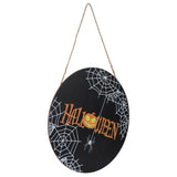 Spider Web Pattern Welcome Sign Wooden Hanging Door Hanger for Halloween Family Gathering BlackBowknot Not Included