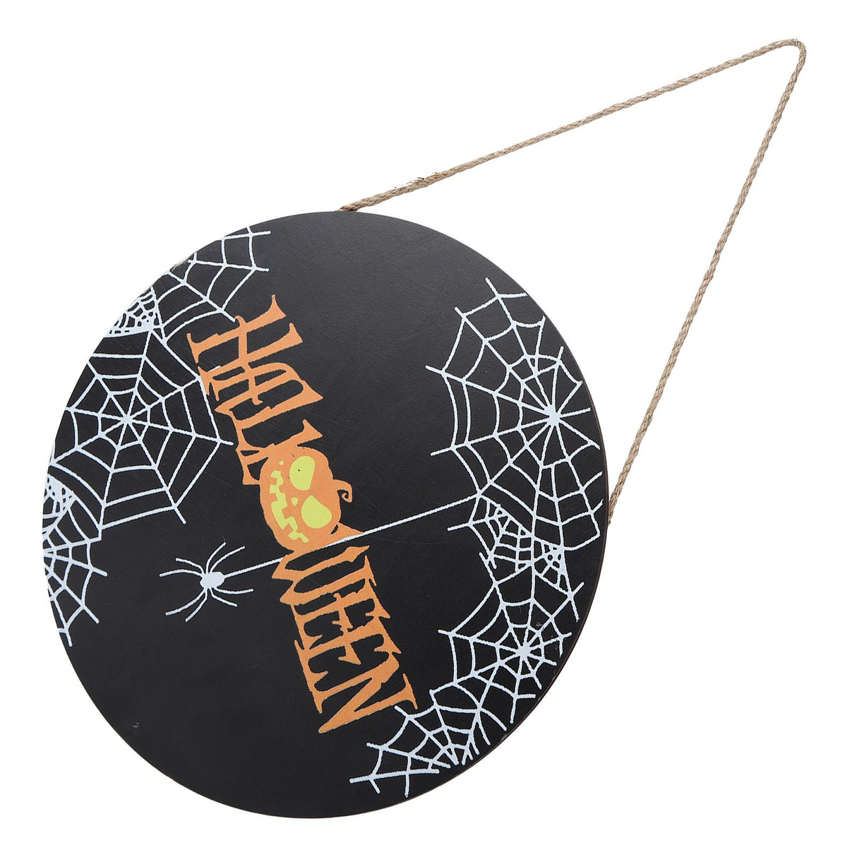 Spider Web Pattern Welcome Sign Wooden Hanging Door Hanger for Halloween Family Gathering BlackBowknot Not Included