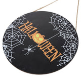 Spider Web Pattern Welcome Sign Wooden Hanging Door Hanger for Halloween Family Gathering BlackBowknot Not Included