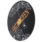 Spider Web Pattern Welcome Sign Wooden Hanging Door Hanger for Halloween Family Gathering BlackBowknot Not Included - Low Angle