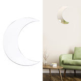 Moon Shape Mirror Wall Sticker Acrylic Decorative Background Decal for Home Office CorridorSilver