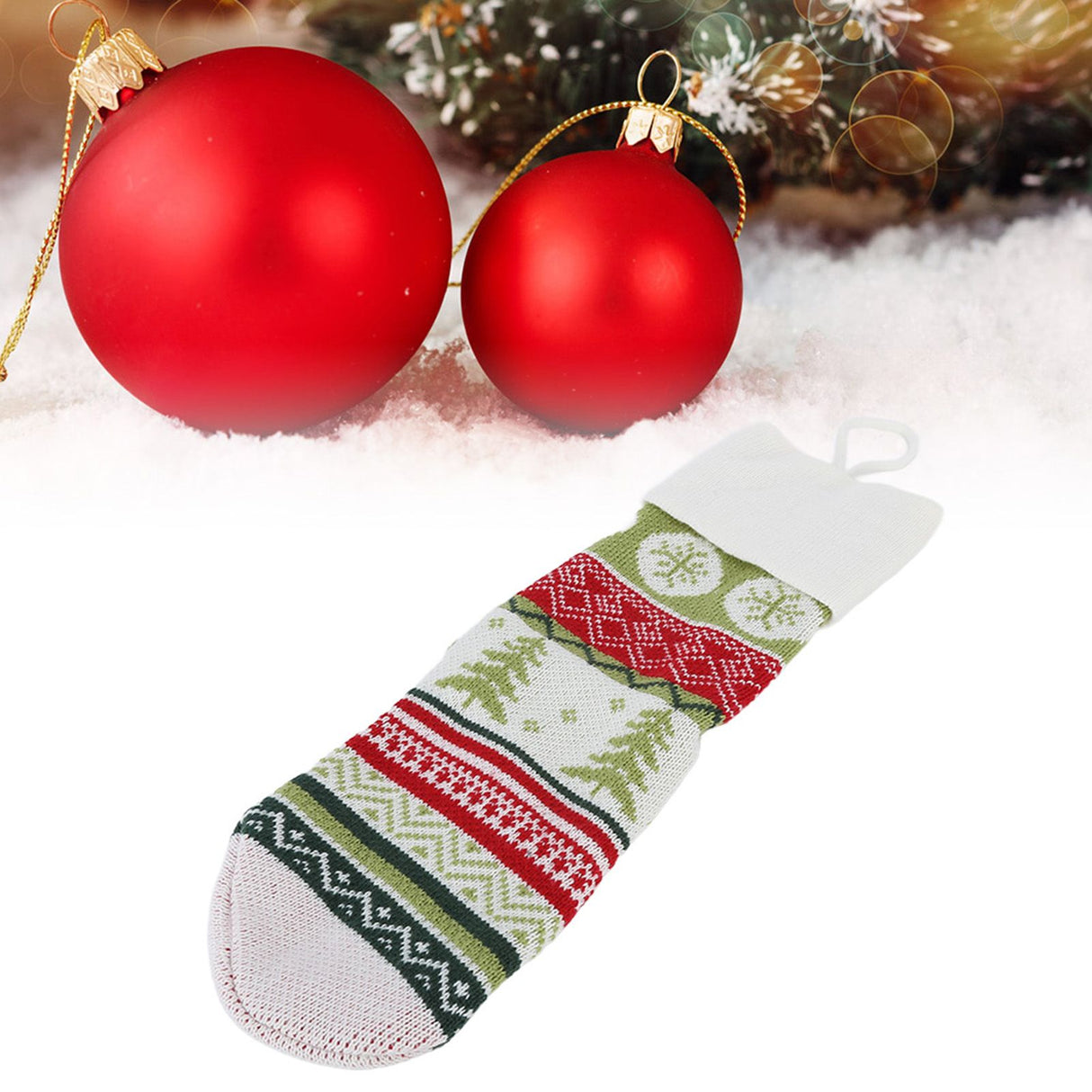 Christmas Decorations Children Sock Ornament Gift Bag Home Decoration for FestivalWhite Rope