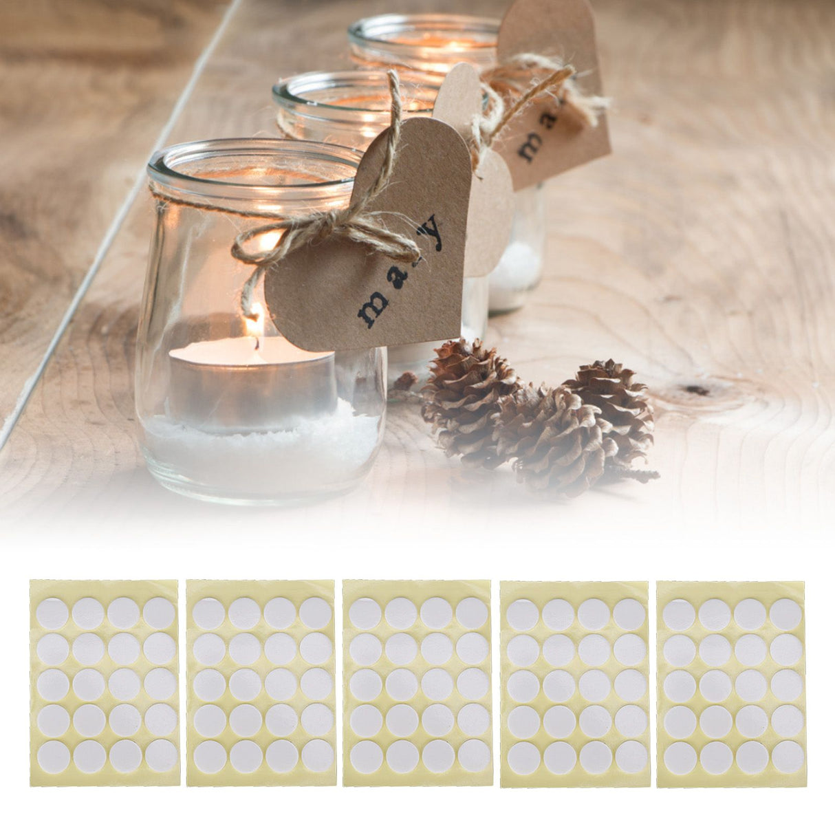 200Pcs Candle Wick Stickers Heat Resistant Double Sided Tape Sticker for Candle MakingYellow Bottom