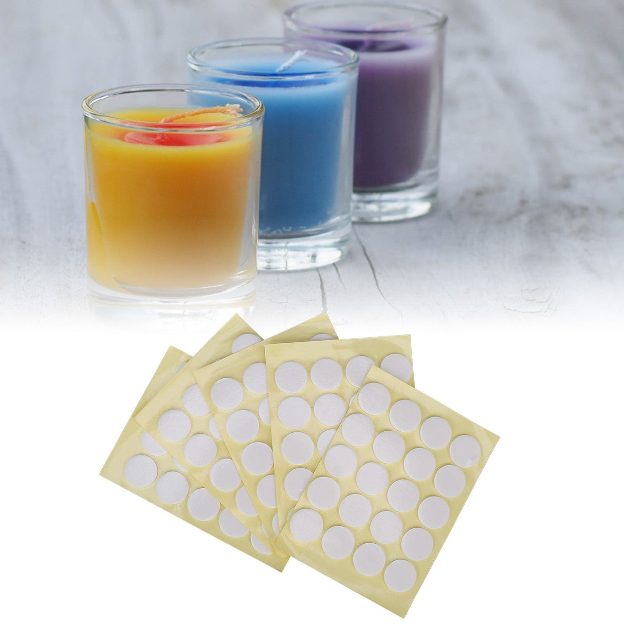 200Pcs Candle Wick Stickers Heat Resistant Double Sided Tape Sticker for Candle MakingYellow Bottom