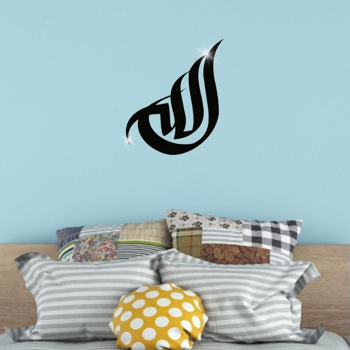 3 Dimensional Thickened Mirror Wall Sticker Acrylic Self Adhesive Wall Decoration for HomeJM740 Black + EVA Glue