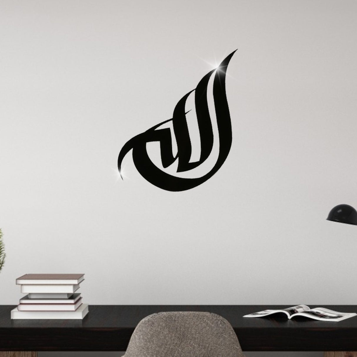 3 Dimensional Thickened Mirror Wall Sticker Acrylic Self Adhesive Wall Decoration for HomeJM740 Black + EVA Glue
