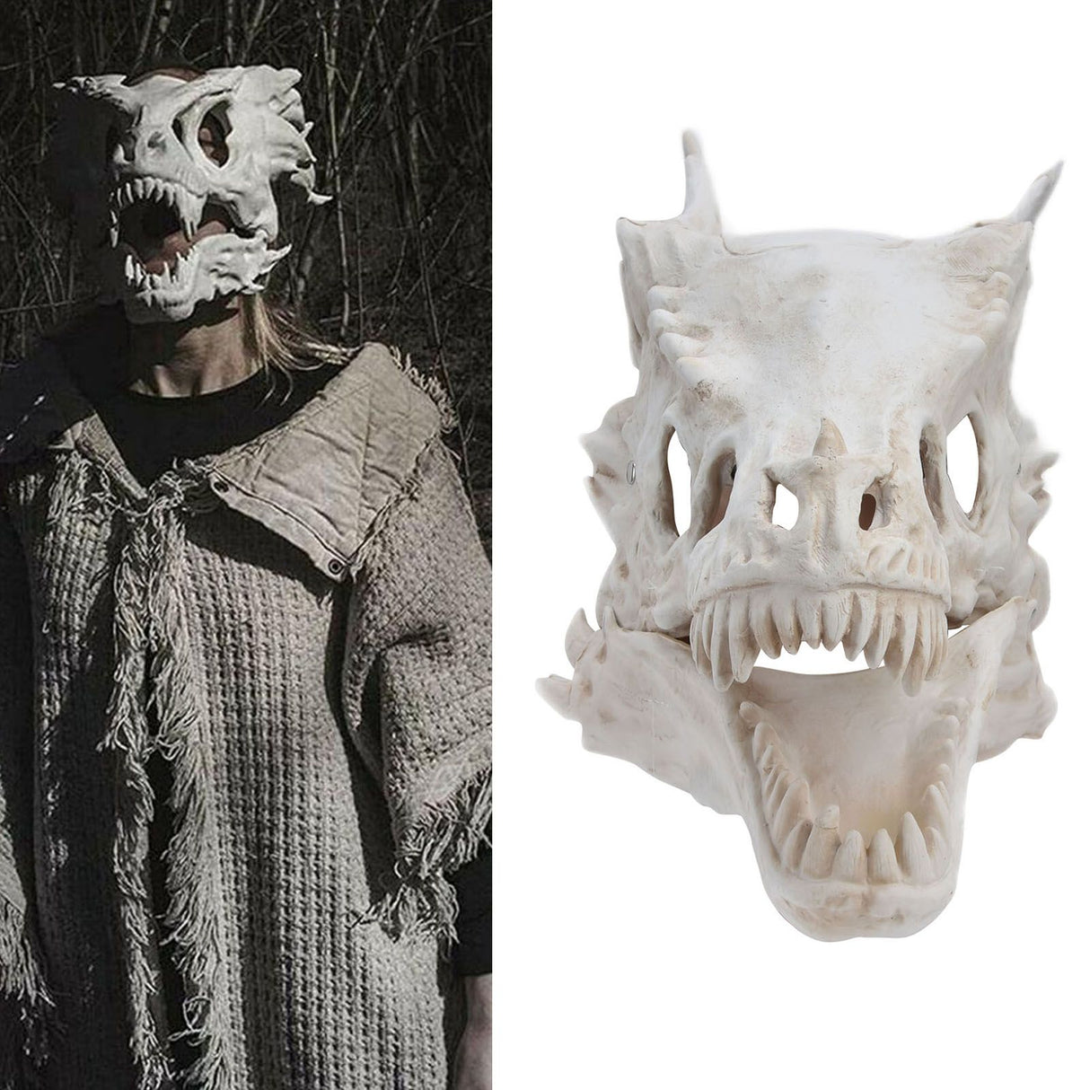 Latex Simulation Dinosaur Skull Mask Head Cover Halloween Costume Party Cosplay Props Decoration