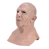 Realistic Bald Head Man Mask Latex Human Face Mask Funny Scary Halloween Costume Cosplay Props - Front View