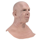 Realistic Bald Head Man Mask Latex Human Face Mask Funny Scary Halloween Costume Cosplay Props - Side View