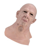 Realistic Bald Head Man Mask Latex Human Face Mask Funny Scary Halloween Costume Cosplay Props - 45-Degree Angle