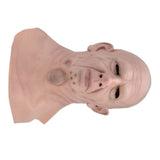 Realistic Bald Head Man Mask Latex Human Face Mask Funny Scary Halloween Costume Cosplay Props - Rear View