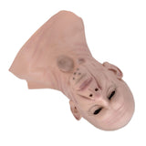 Realistic Bald Head Man Mask Latex Human Face Mask Funny Scary Halloween Costume Cosplay Props - Close-Up Angle
