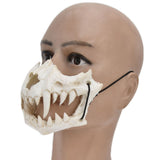 Skull Mask Latex Tiger Tooth Type Durable Waterproof Adjustable Scary Mask for Party Festival Theater