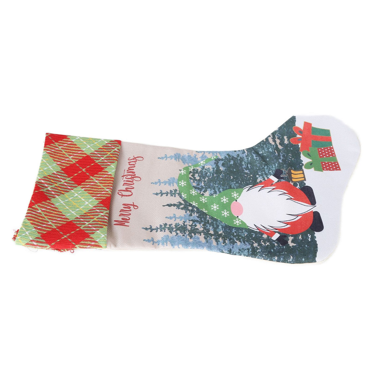 Christmas Decorative Sock Faceless Doll Pattern Children's Gift Bag for Festival Costume PartyGreen Hat