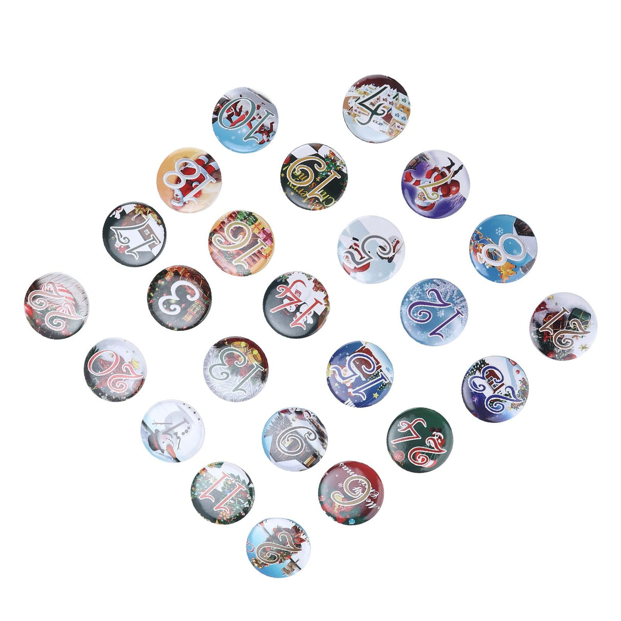 Lucky Number Button Pin Unique Pattern Button Pin Cartoon Advent Calendar Brooch24PCS Landscape Cartoon