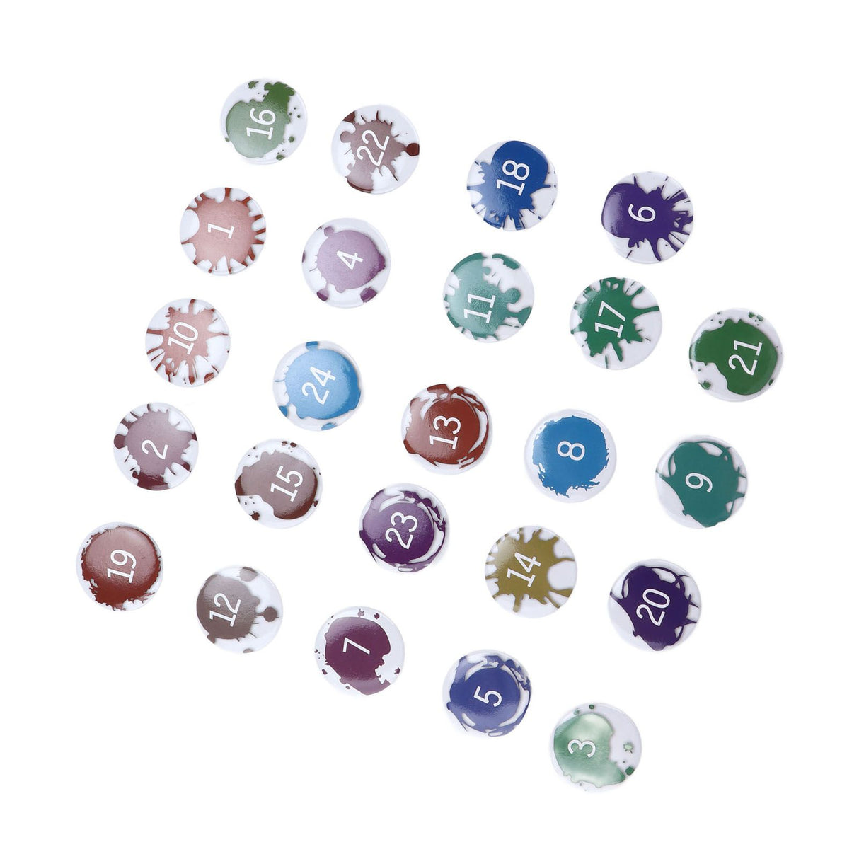 Lucky Number Button Pin Unique Pattern Button Pin Cartoon Advent Calendar Brooch24PCS Paint Graffiti