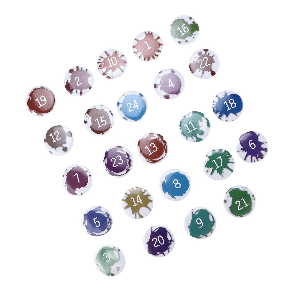 Lucky Number Button Pin Unique Pattern Button Pin Cartoon Advent Calendar Brooch24PCS Paint Graffiti