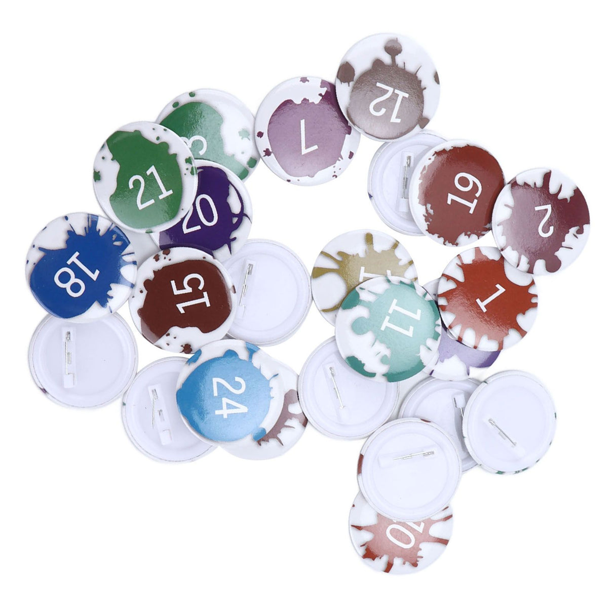 Lucky Number Button Pin Unique Pattern Button Pin Cartoon Advent Calendar Brooch24PCS Paint Graffiti