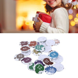 Lucky Number Button Pin Unique Pattern Button Pin Cartoon Advent Calendar Brooch24PCS Paint Graffiti