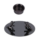 Candlestick Holder Stainless Steel Candle Holder Romantic Candle Stand Candlestick Ornament for Home DecorationBlack - Side View