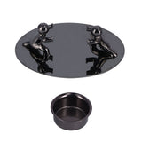 Candlestick Holder Stainless Steel Candle Holder Romantic Candle Stand Candlestick Ornament for Home DecorationBlack - Top-Down View