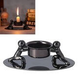 Candlestick Holder Stainless Steel Candle Holder Romantic Candle Stand Candlestick Ornament for Home DecorationBlack