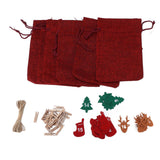 24Pcs Christmas Advent Calendar Drawstring Bags Reusable Hanging Countdown Pouch for Candy Jewelry GiftWine Red