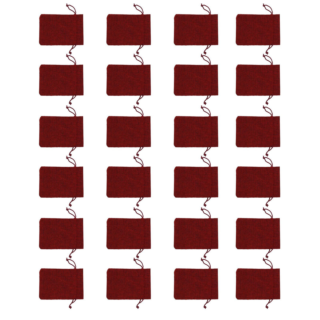 24Pcs Christmas Advent Calendar Drawstring Bags Reusable Hanging Countdown Pouch for Candy Jewelry GiftWine Red