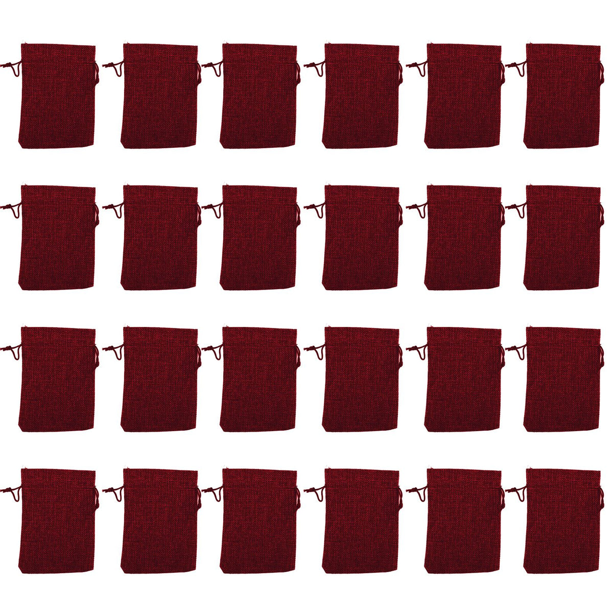 24PCS Drawstring Christmas Bag Lucky Number Gift Bag Christmas Sack Christmas Advent Calendar PouchWine Red